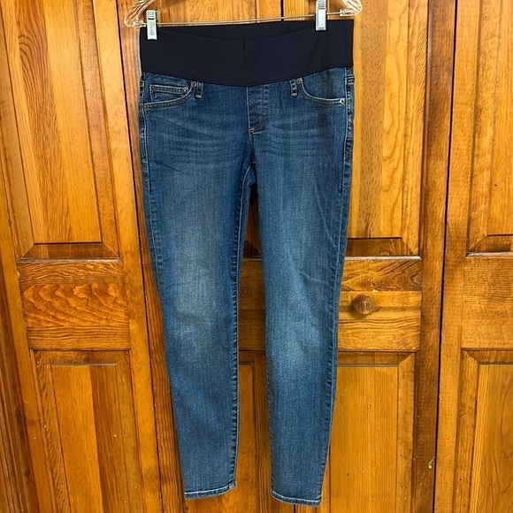Gap 1969 Maternity True Skinny Medium Indigo Five Pocket Jean Under Belly Band 6 - Picture 1 of 10